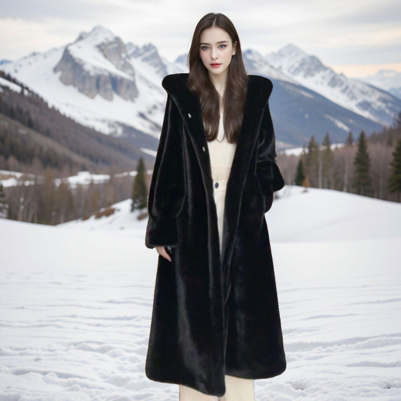 Loose Plus Size Long Leopard Print Fur Coat - Image 6