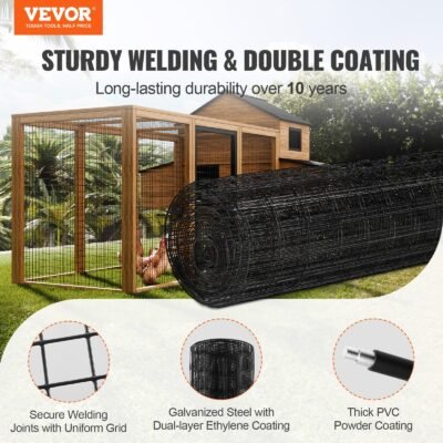 Hardware Cloth, 24'' X 50' Galvanized Wire Mesh Roll, 16 Gauge Chicken Wire Fence Roll, Vinyl Coating Metal Wire Mesh For Chicken Coop Barrier, Rabbit Snake Fences, Poultry Enclosures