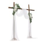 Artificial Wedding Arch Flowers Kit (Pack Of 3) With 21Ft Wedding Arch Draping Fabric,Arch Flowers For Wedding Ceremony And Reception Backdrop Wedding Decoration (White)