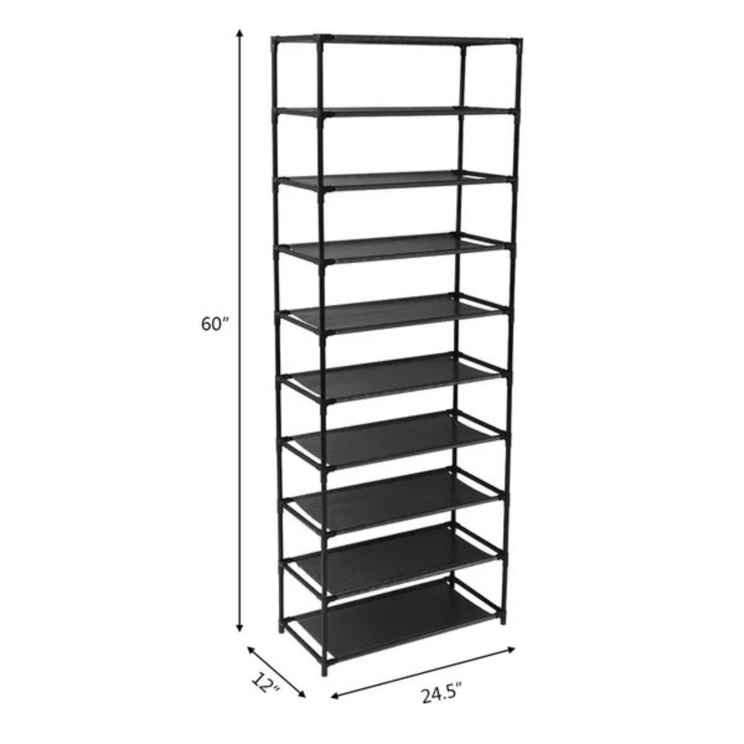 10 Tier Stackable Shoe Rack Storage Shelves - Stainless Steel Frame Holds 50 Pairs Of Shoes - Image 2