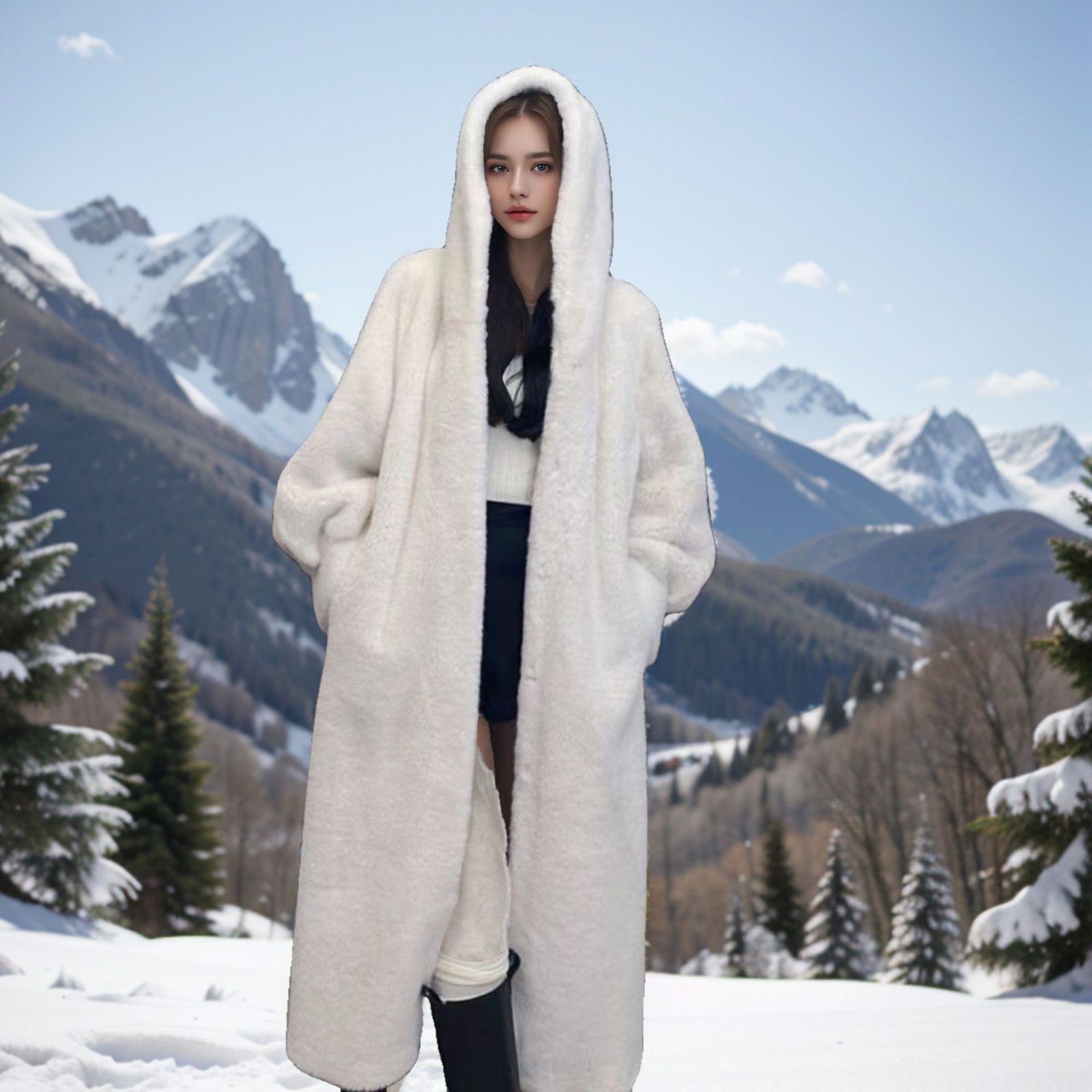 Loose Plus Size Long Leopard Print Fur Coat - Image 7